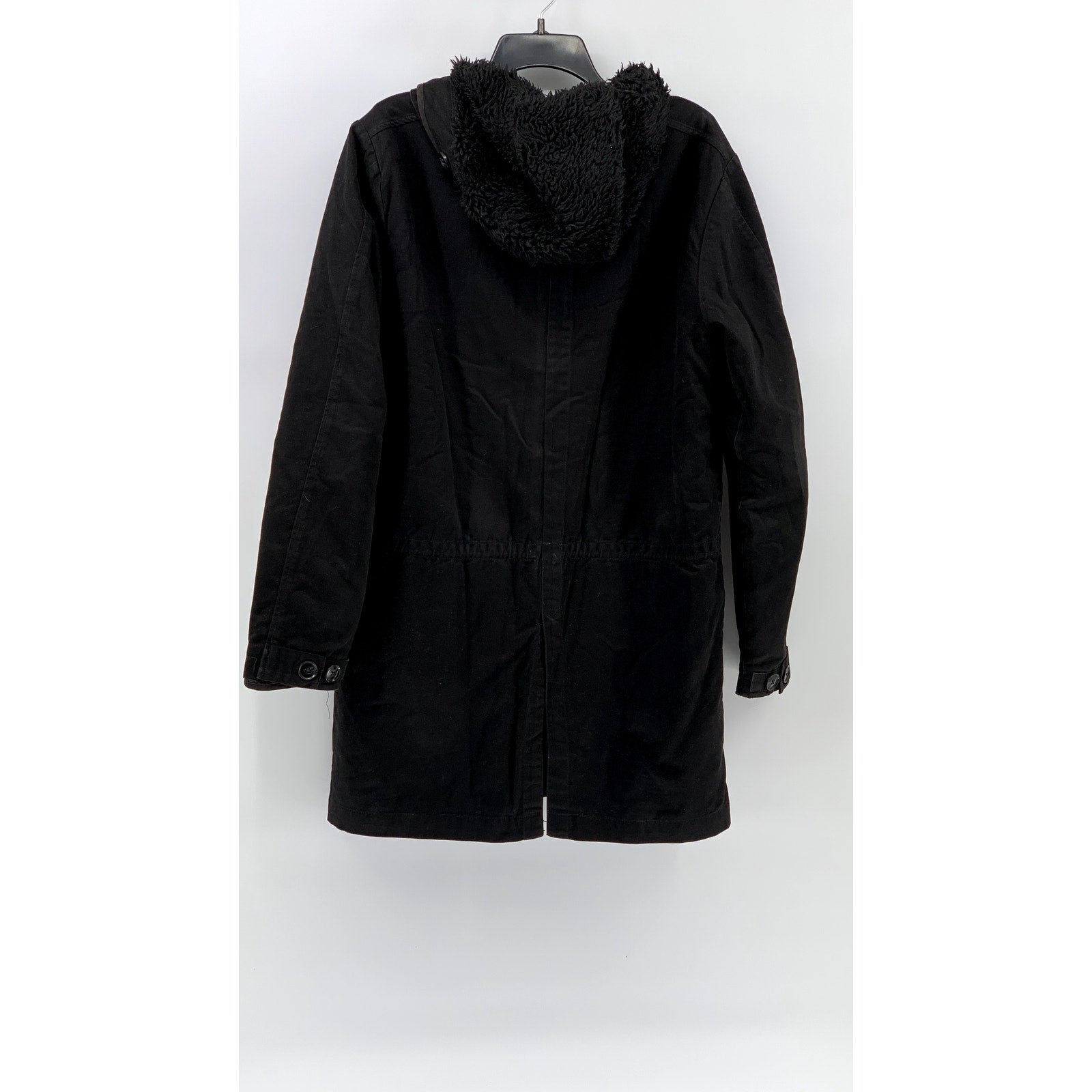 SATURDAYS SURF NYC Men's Black Faux Fur Parka Jacket SZ S