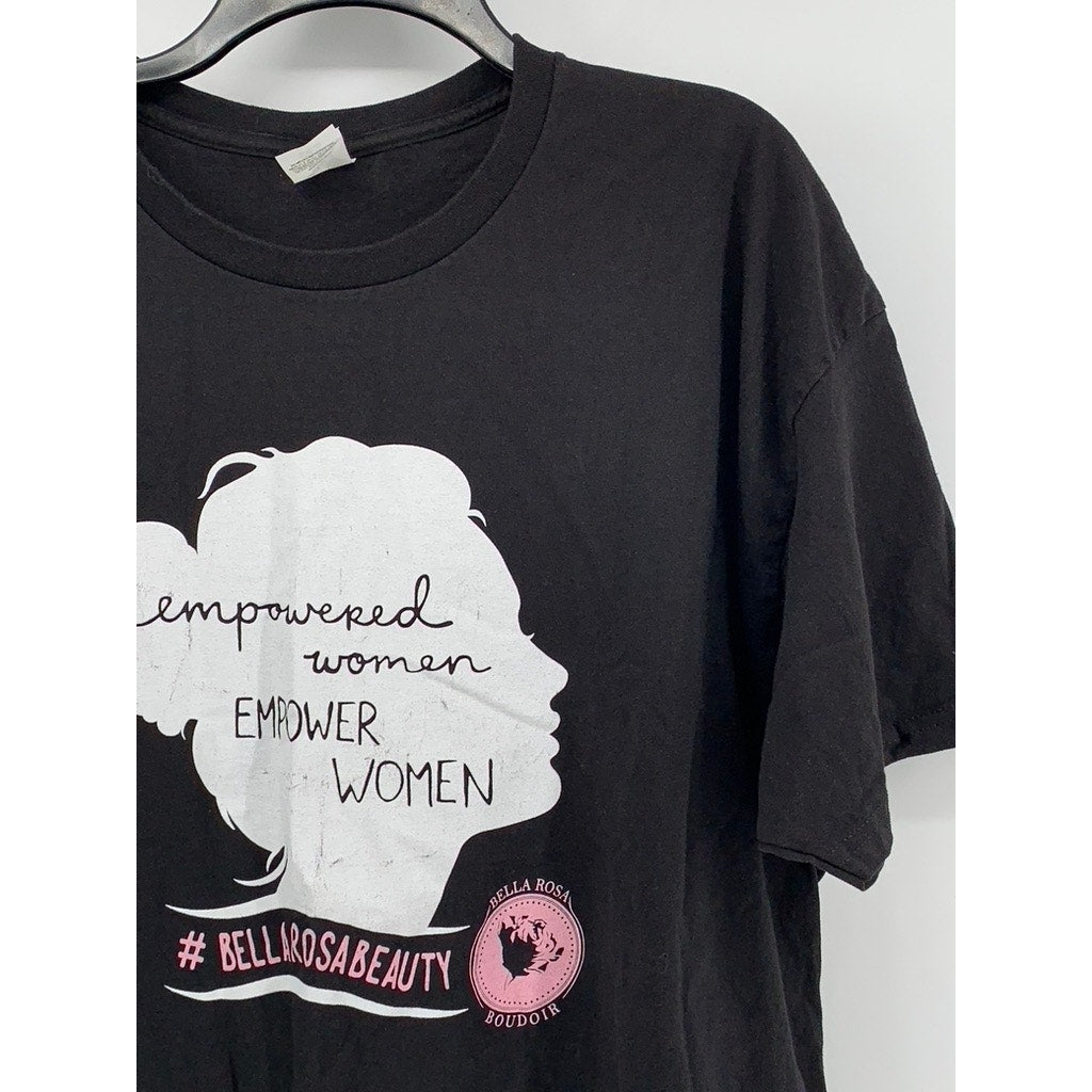 HANES Women's Black Empowered Women Empower Women Graphic T-Shirt SZ 2XL