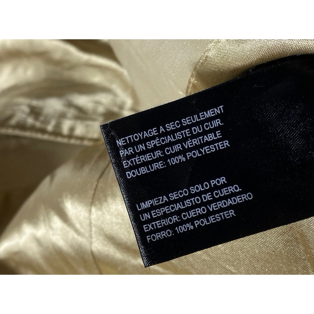 BERNARDO DESIGN Women's Vintage Gold Leather Notch Lapel Zip-Up Jacket SZ L