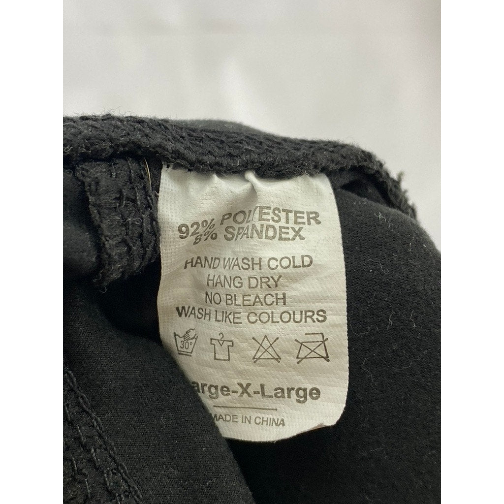 UNBRANDED Women's Black Solid Pull-On Stretch Side-Pocket Biker Shorts SZ L/XL