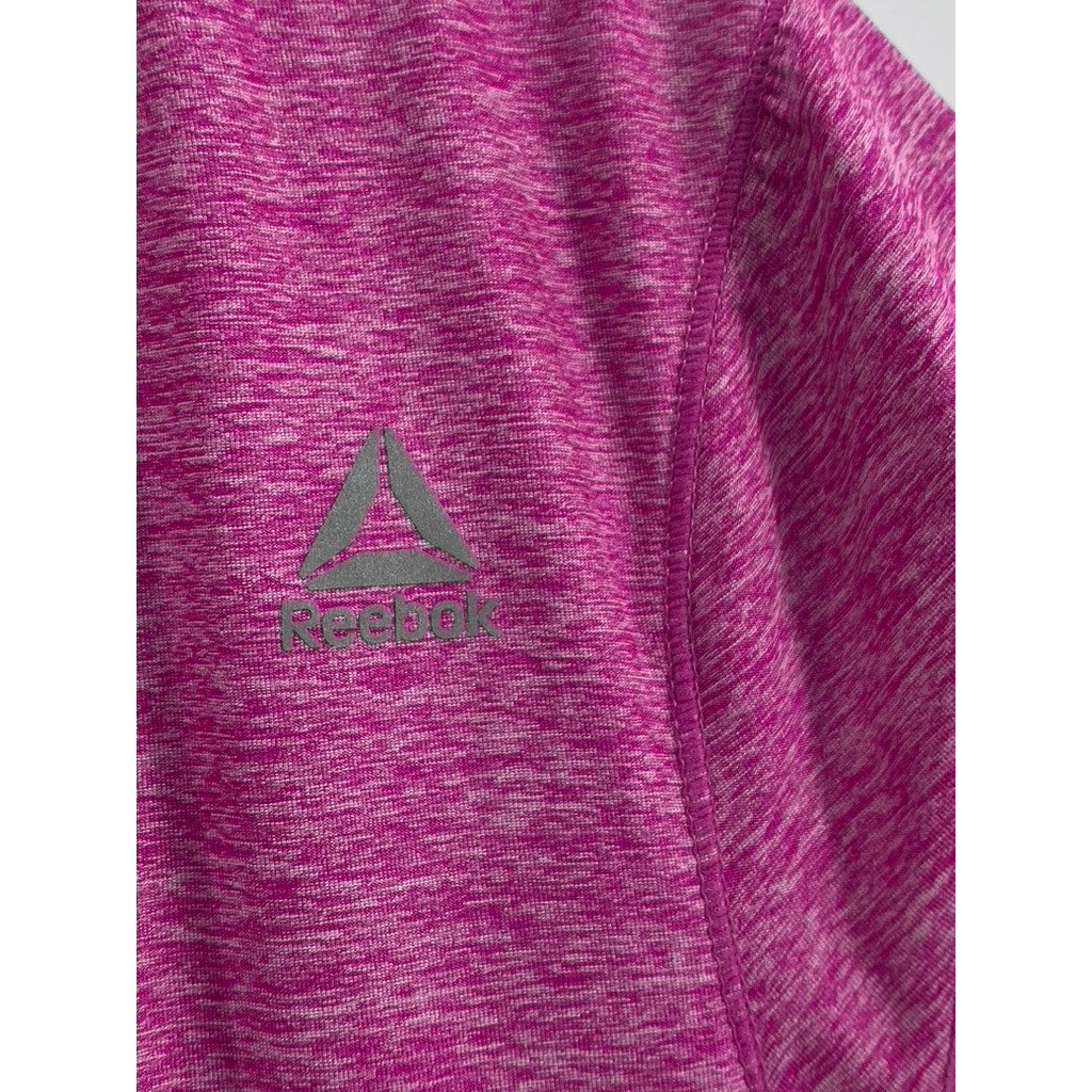 REEBOK Women's Fuchsia Heather V-Neck Short Sleeve Top SZ XL