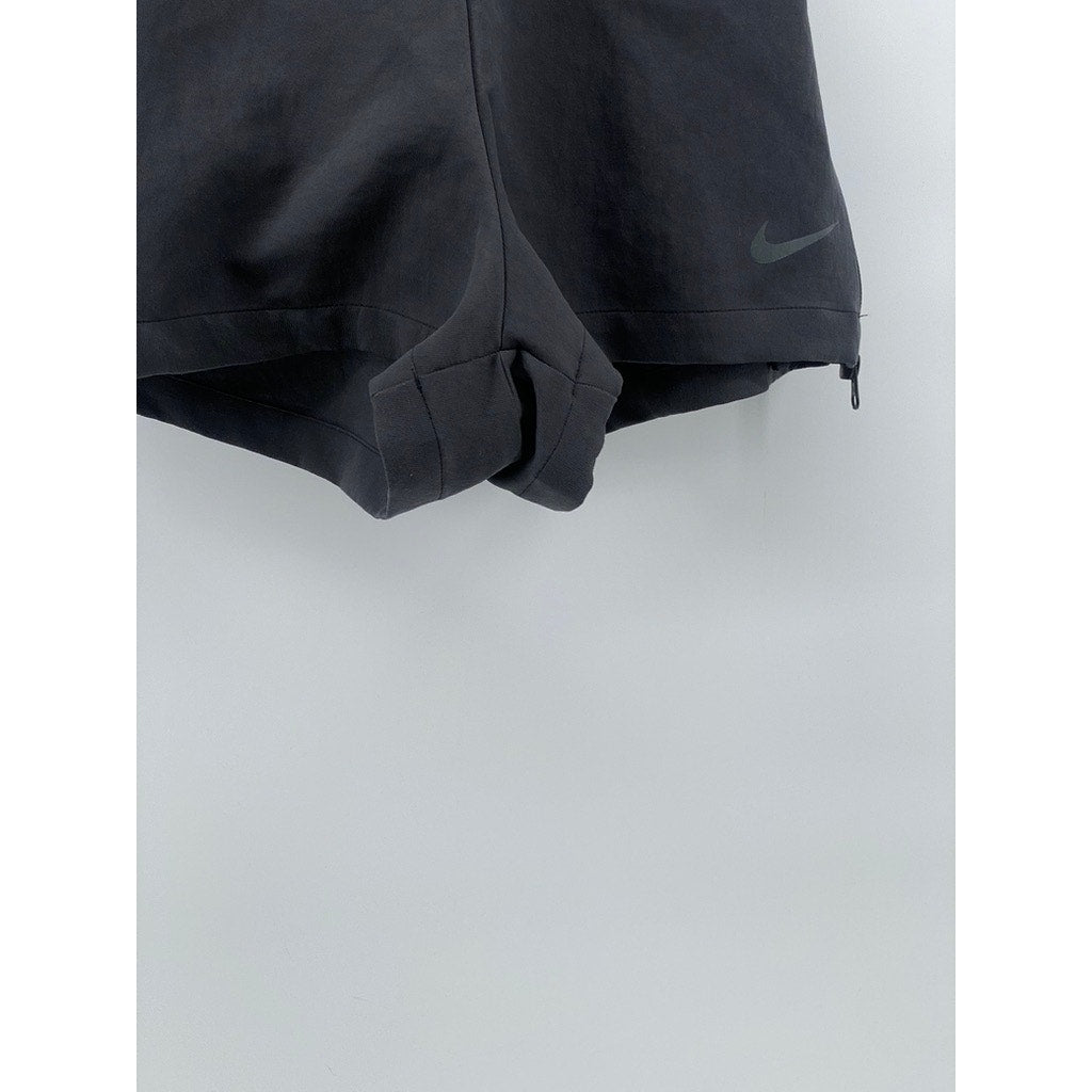 NIKE Women's Gray High-Rise Tech Side-Zip Hem Active Shorts SZ M