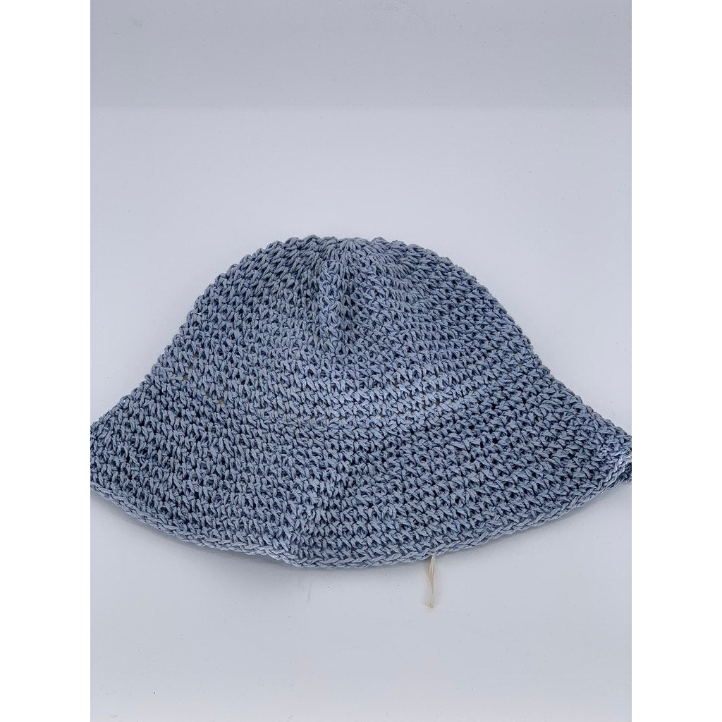 UNBRANDED Women's Blue Woven Bucket Style Adjustable Beach Hat SZ OS