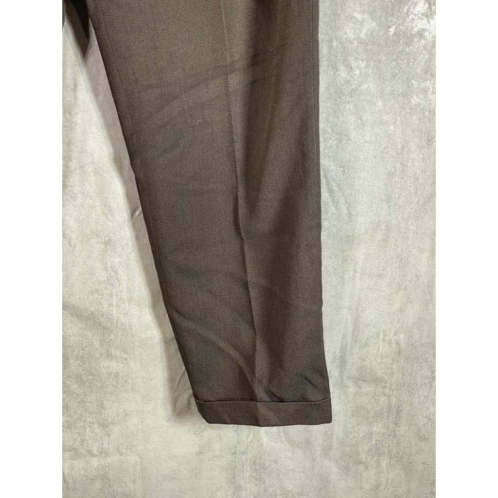 CORNELIANI Men's Brown Pleated Regular-Fit Wool Flat Front Dress Pants SZ 36R