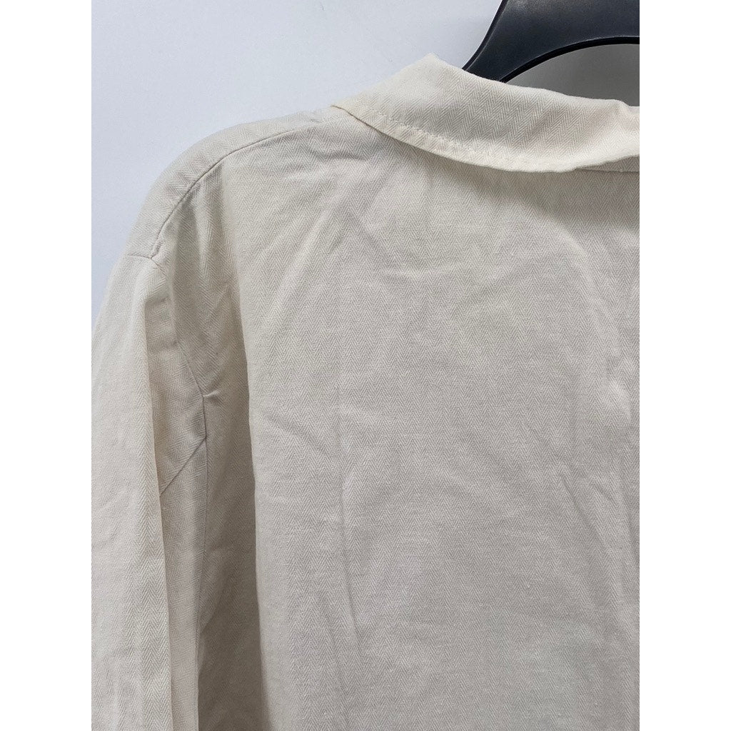 VINCENT HEGEDUS Men's Beige 3/4 Sleeve Cotton Shirt SZ XL