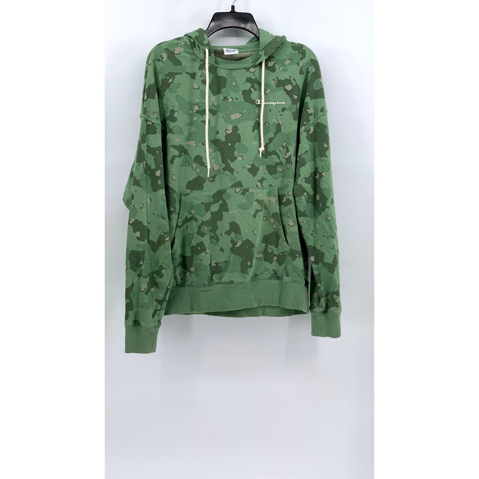 CHAMPION Men's Green Camo Print Global Explorer French Terry Hoodie SZ M