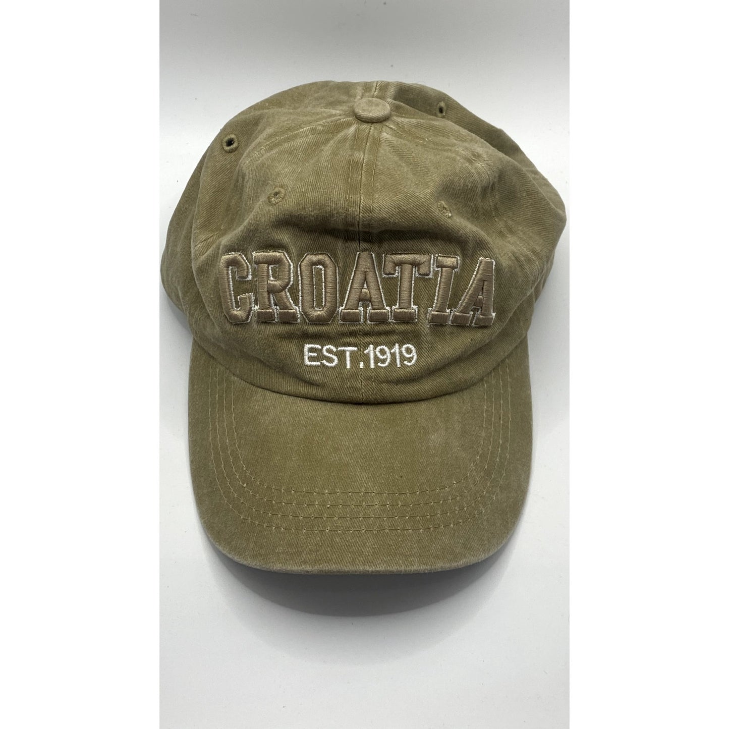 AQUA DI MARE Men's Tan Croatia Embroidered Adjustable Baseball Cap SZ OS