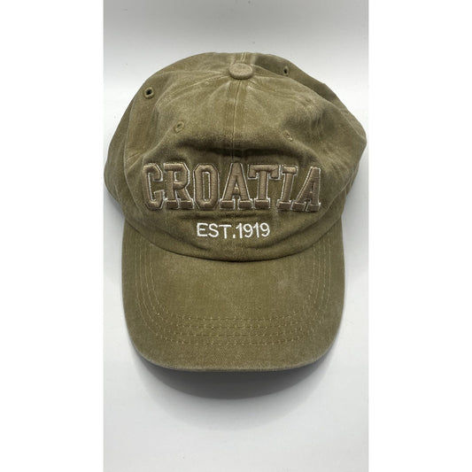 AQUA DI MARE Men's Tan Croatia Embroidered Adjustable Baseball Cap SZ OS