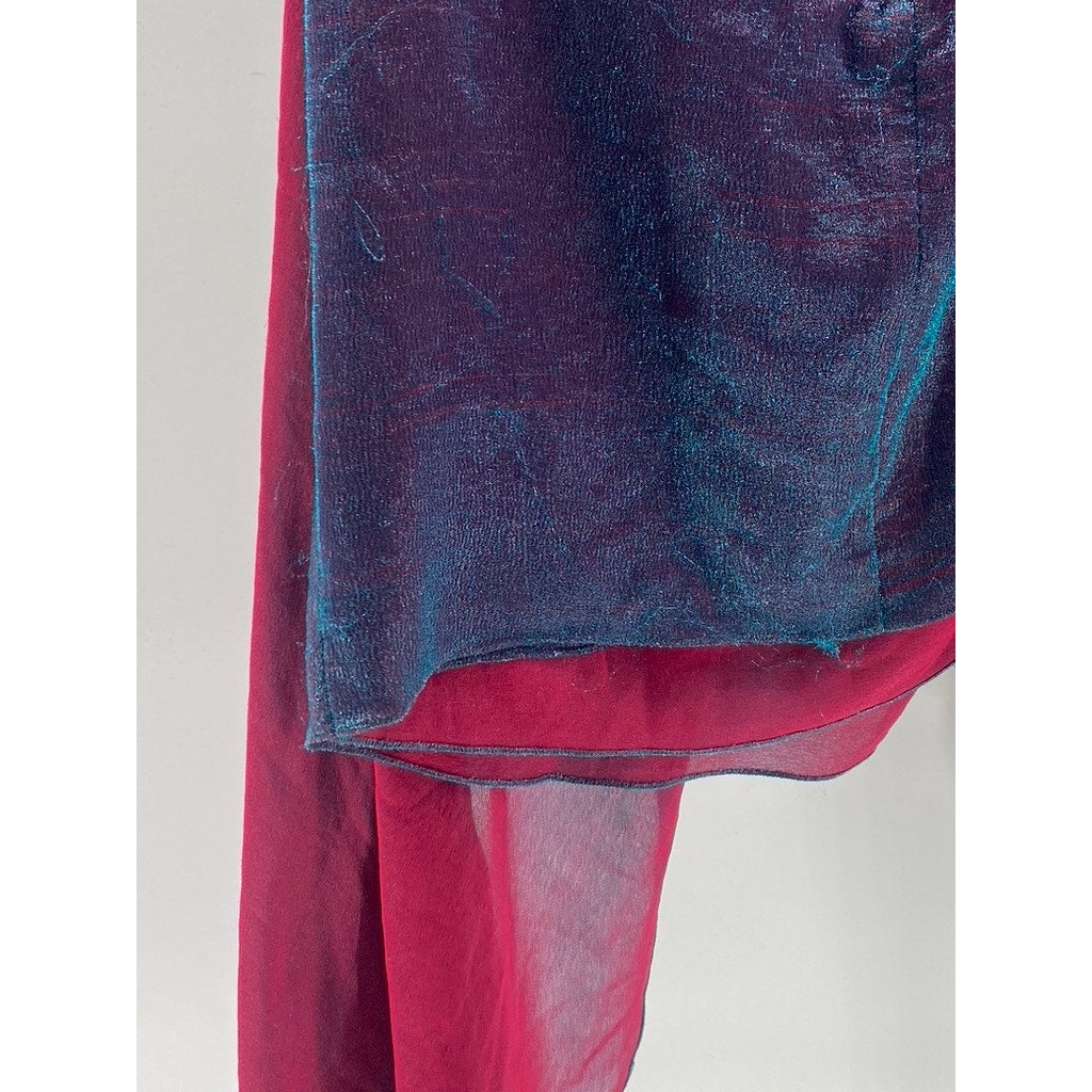 SIES MARJAN Women's Purple-Pink Iridescent Sheer Twist-Front Mini Dress SZ S