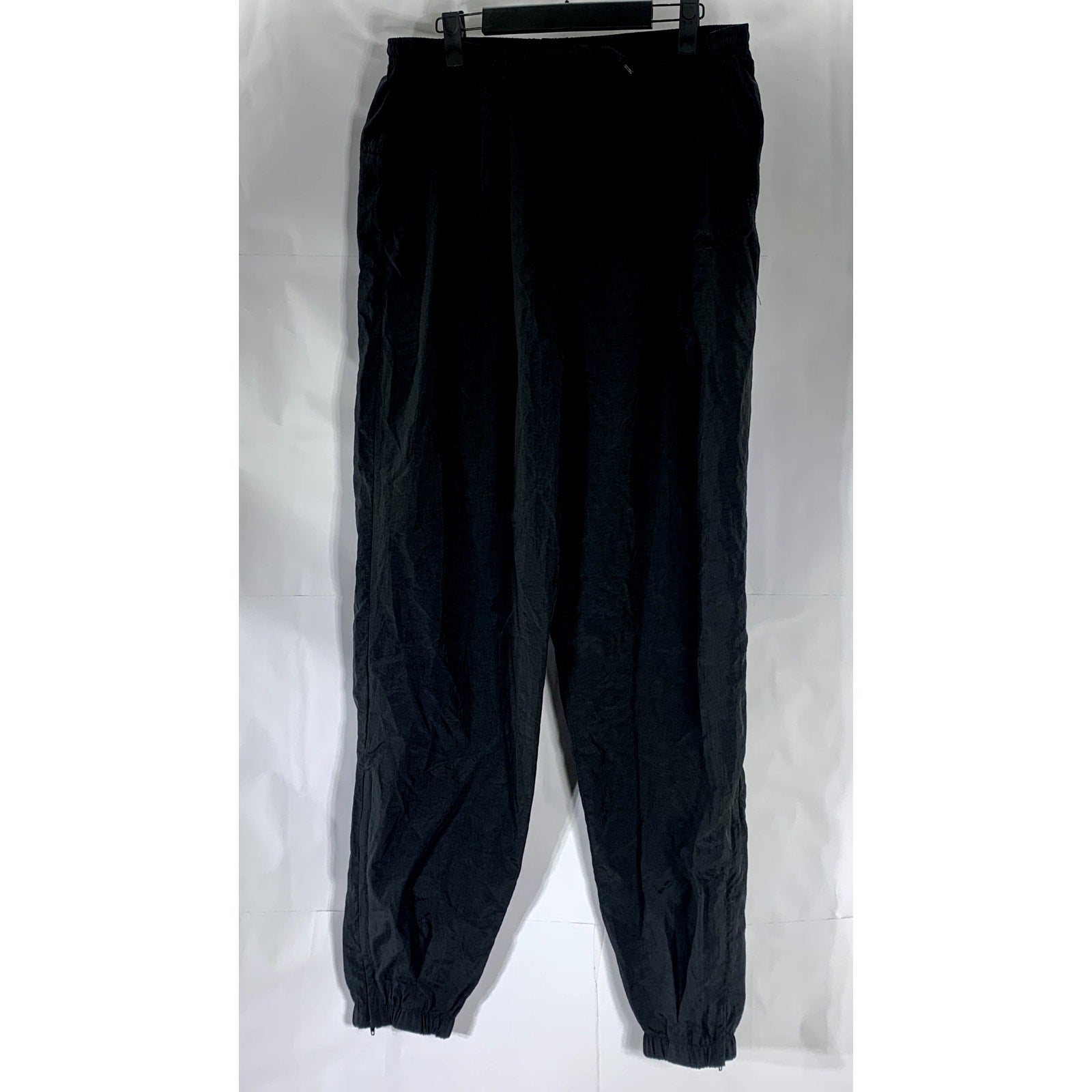 NIKE Men's Vintage Black Solid Nylon Zipper-Hem Outdoor Jogger Pull-On Pant SZ L