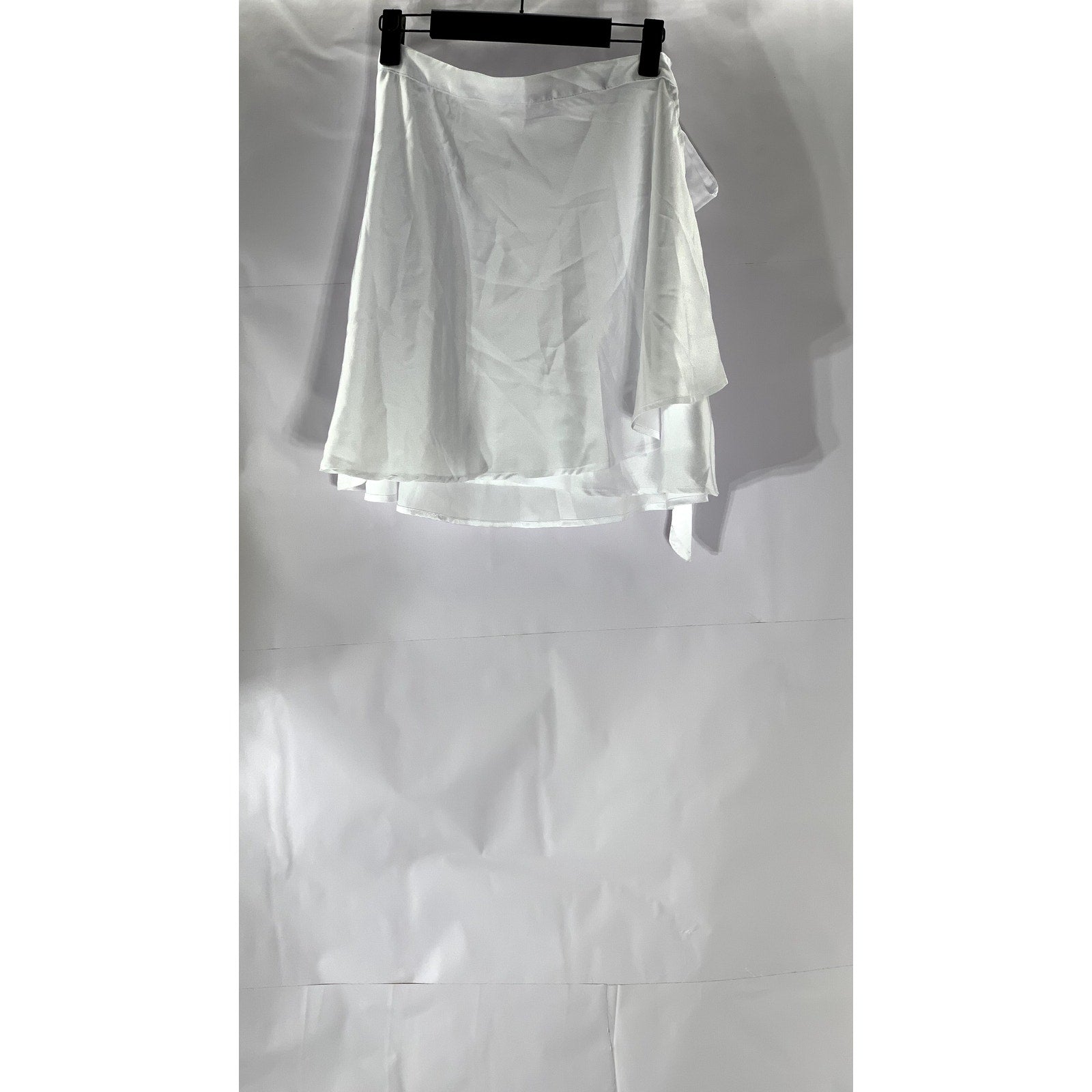 UNBRANDED Women's Bright White Satin Wrap Mini Skirt SZ M