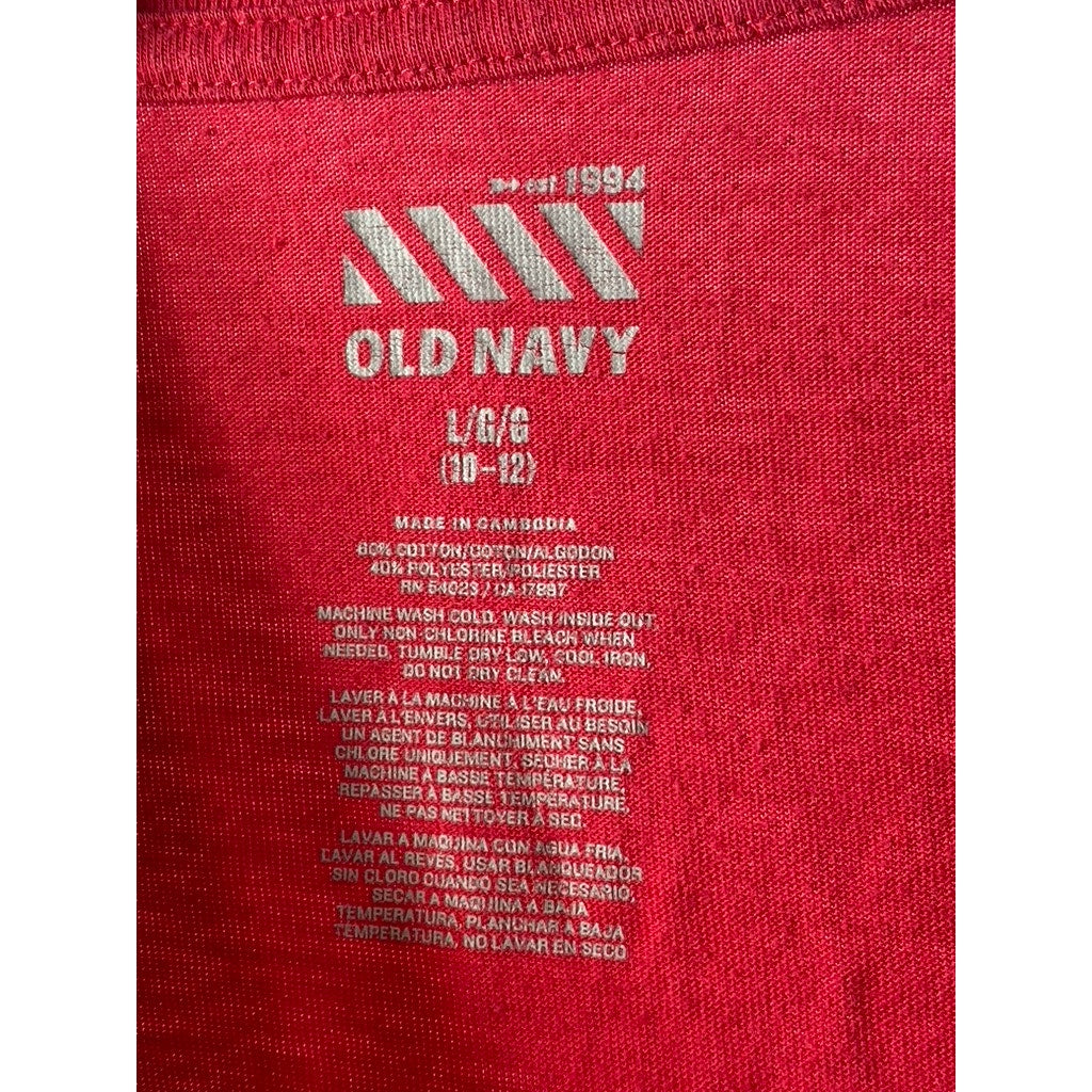 OLD NAVY Boy's Red Crewneck Solid Casual Short Sleeve T-Shirt SZ L(10-12)