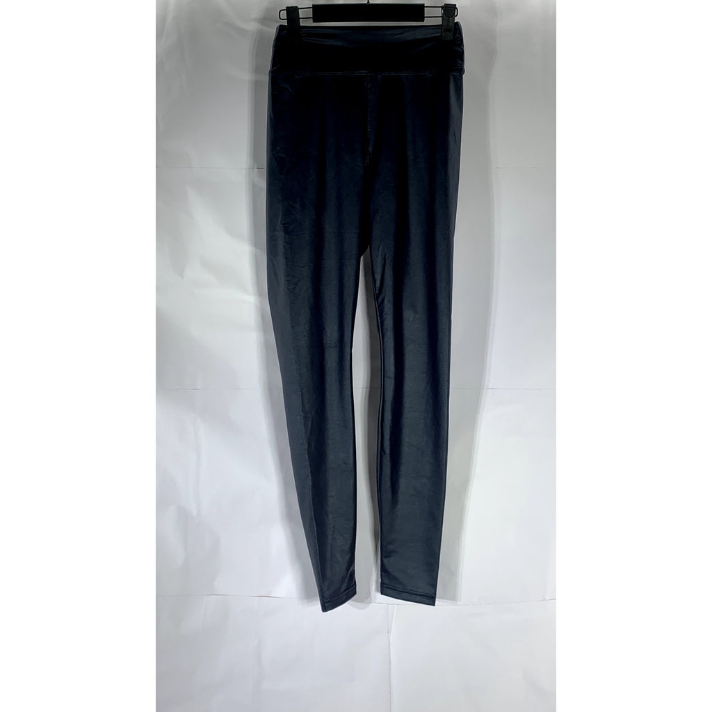 OFFLINE By AERIE Women's Blue Solid Faux-Leather High-Rise Fitted Leggings SZ M