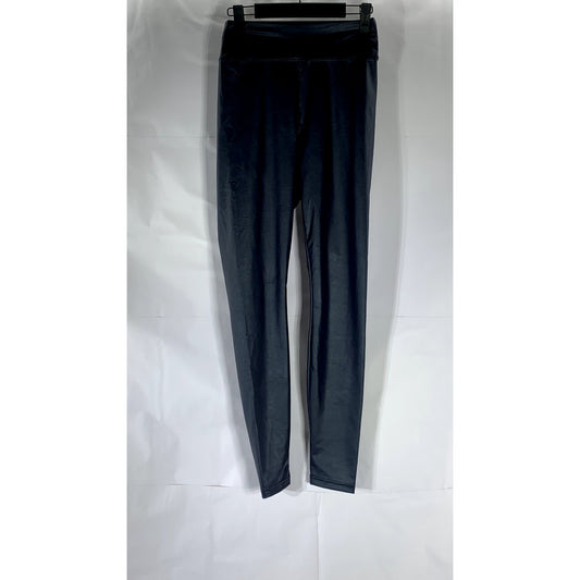 OFFLINE By AERIE Women's Blue Solid Faux-Leather High-Rise Fitted Leggings SZ M
