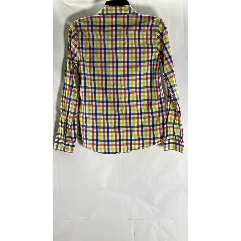 J.MCLAUGHLIN Women's Multicolor Plaid Button-Up Long Sleeve Top SZ 2