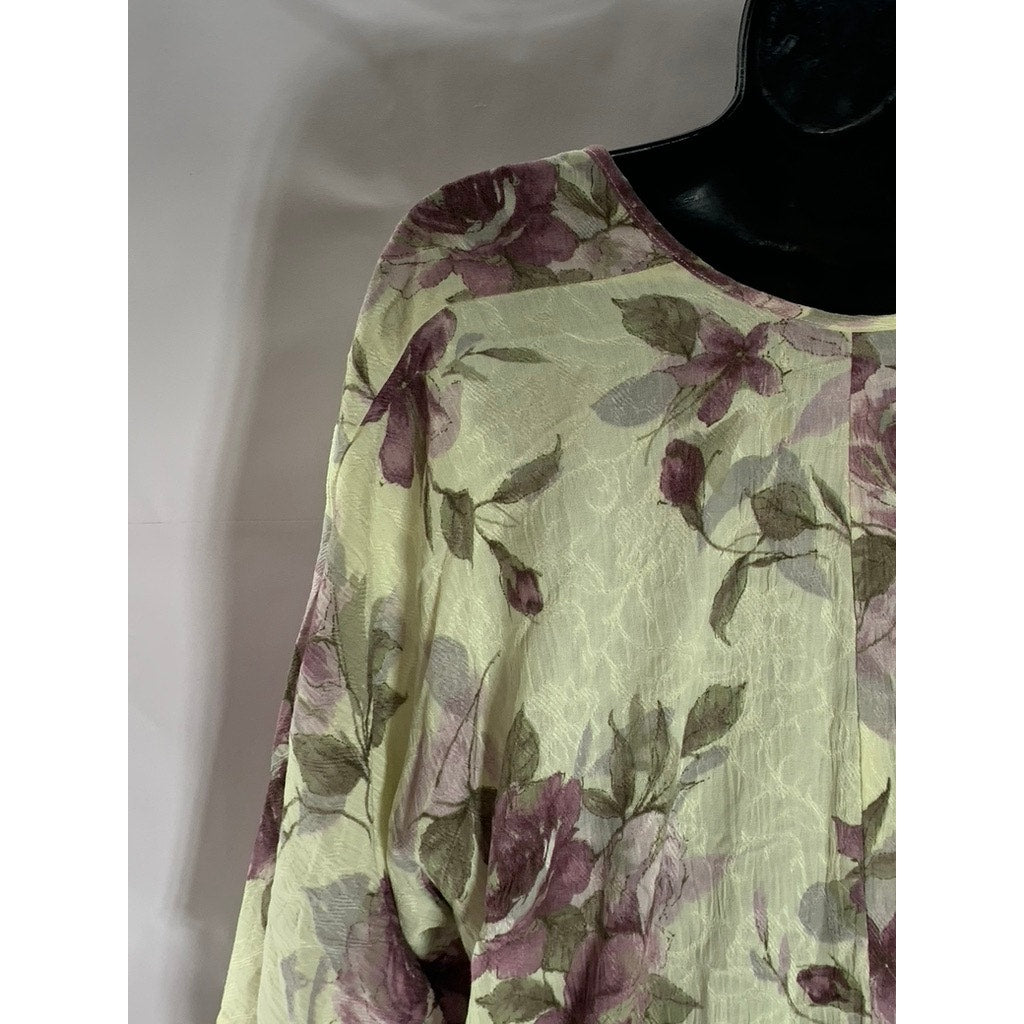 REFORMATION Women's Cream Floral Mesh Tie-Knit Short Sleeve Cover-Up SZ OS