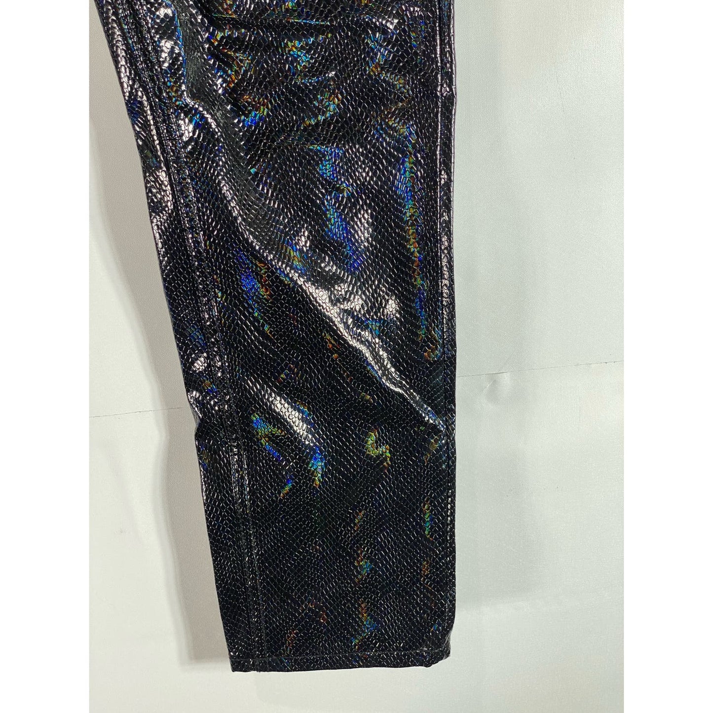 ASOS Men's Black Faux-Leather Iridescent Snakeskin Five-Pocket Skinny Jean SZ 32