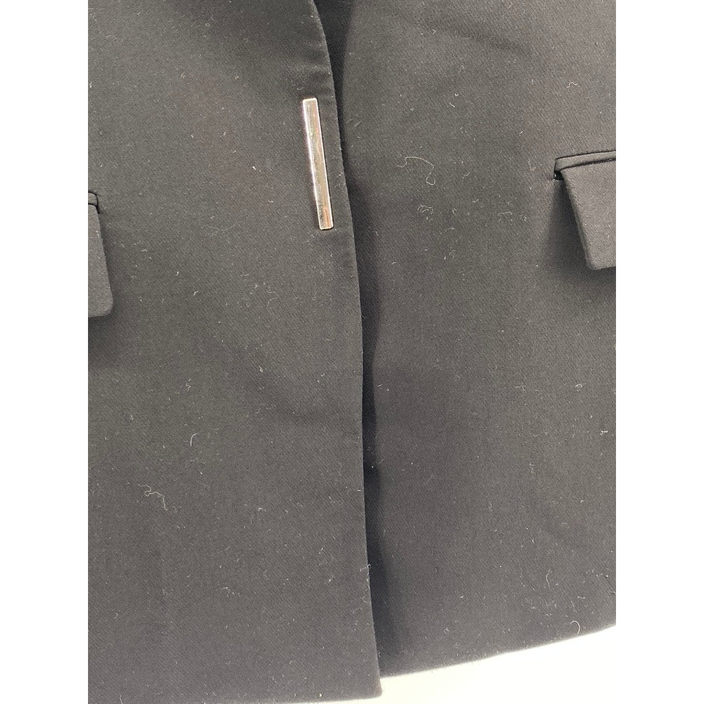 ZARA Women’s Black Solid Chic Collarless Long Sleeve Blazer SZ S