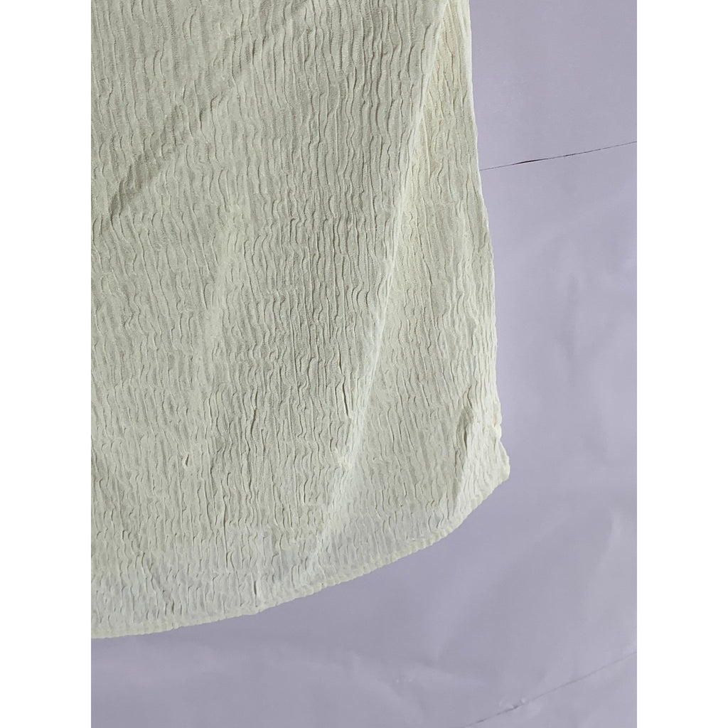 GEMILLI Women's Cream Ribbed Crewneck Lightweight Short Sleeve Top SZ S