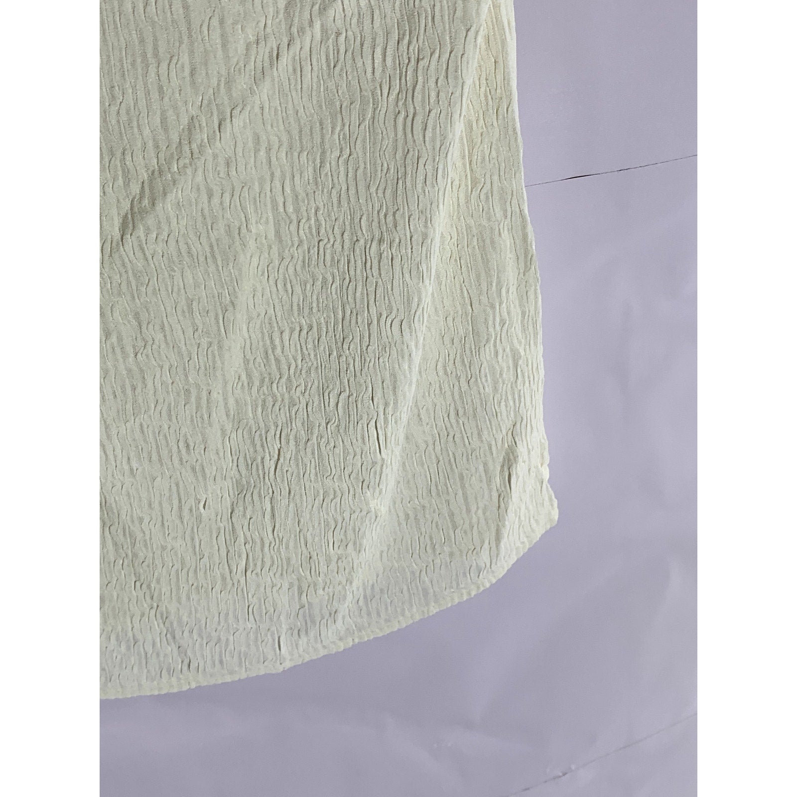 GEMILLI Women's Cream Ribbed Crewneck Lightweight Short Sleeve Top SZ S