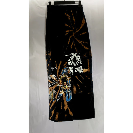 UNBRANDED Women's Black Printed Custom Rhinestone Pull-On Cargo Pant SZ XS