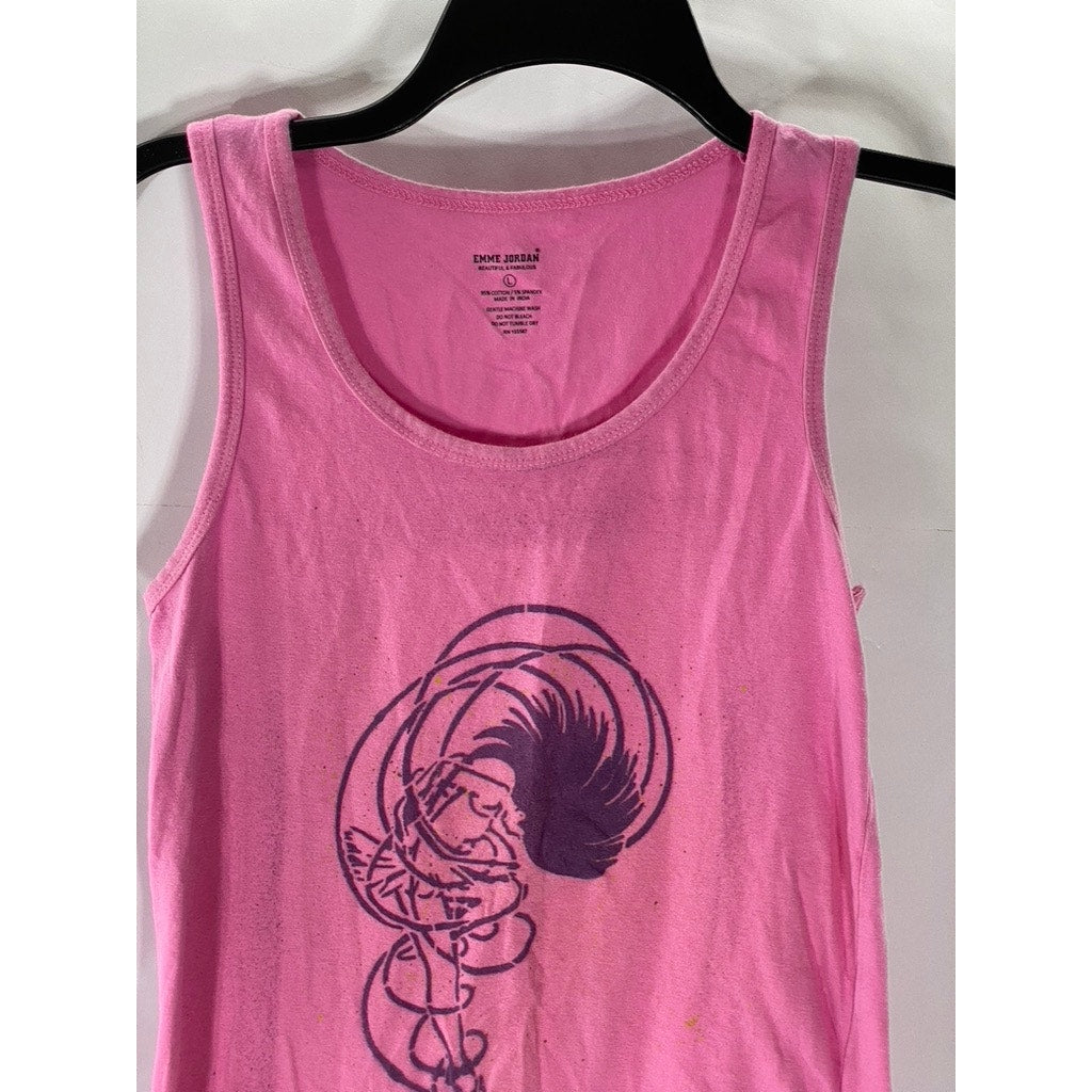 EMME JORDAN Women's Scoop-Neck Dance Adventure Graphic Tank Top SZ L