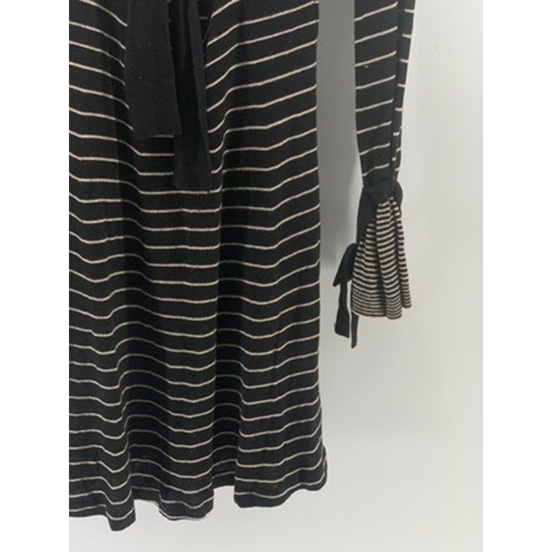 WAREHOUSE. Women's Black-White Striped Long Sleeve Open-Back Dress SZ 12(US8)