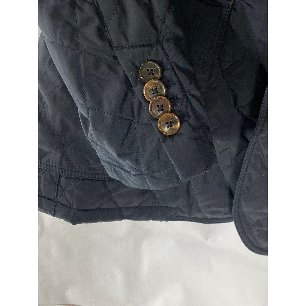 MASSIMO DUTTI  Men's Navy Snap-Button Zip-Up Quilted Jacket SZ M