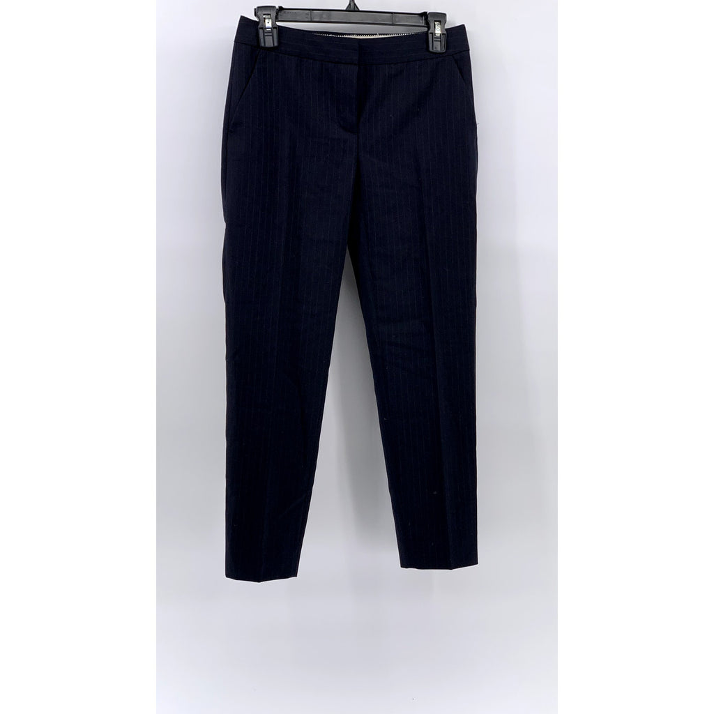 J.CREW Women's Petite Navy Pinstripe Favorite Fit Wool Pants SZ 0P