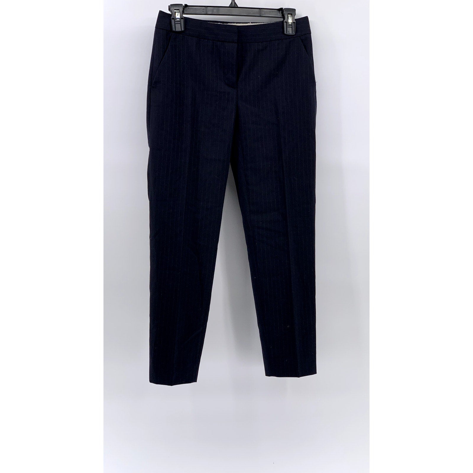 J.CREW Women's Petite Navy Pinstripe Favorite Fit Wool Pants SZ 0P