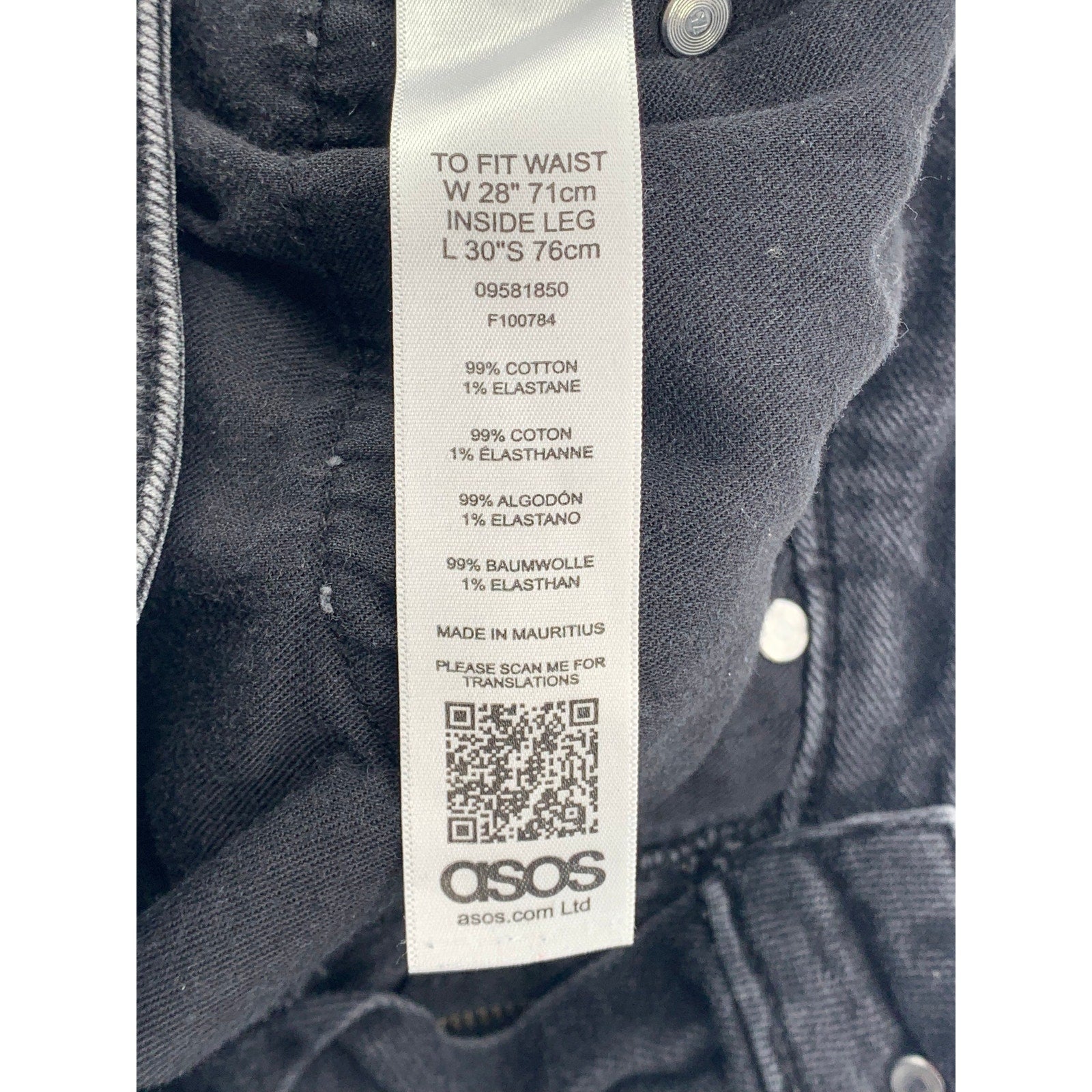 ASOS Women's Black Denim Distressed High-Rise Slim-Leg Regular-Fit Jeans SZ 28