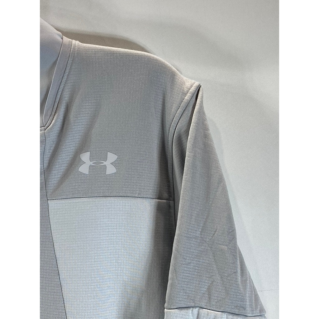 UNDER ARMOUR Men's Light Gray Cold Gear Loose Fleece Half Zip Sweater SZ L