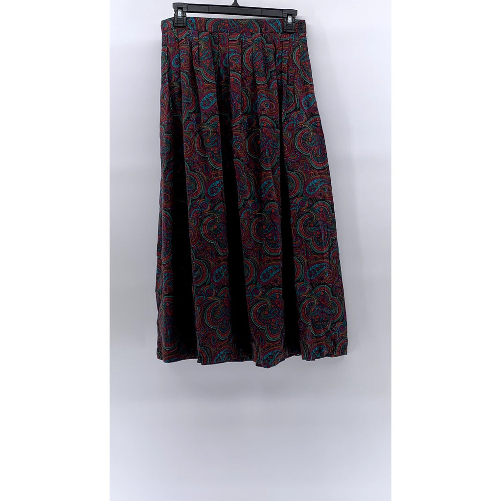 WHITNEY BROOKS Women’s Multicolor Paisley Print  Pleated A-Line Skirt SZ 12