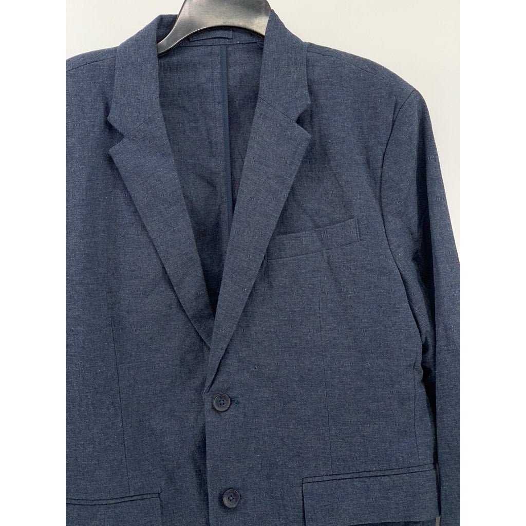 OLD NAVY Men's Navy Linen-Blend Two-Button Blazer SZ L