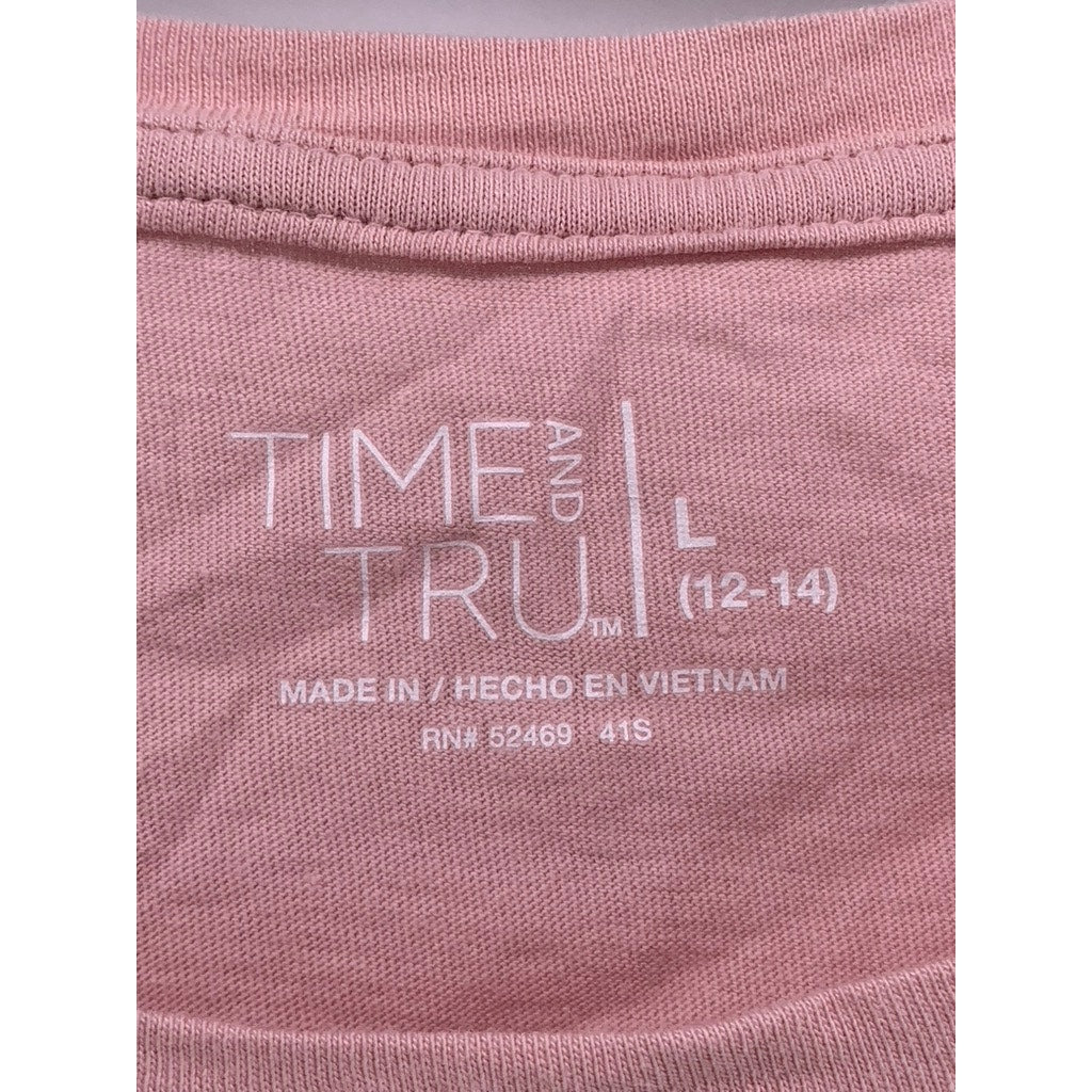 TIME & TRU Women's Light Pink Casual Crewneck Long Sleeve Top SZ L
