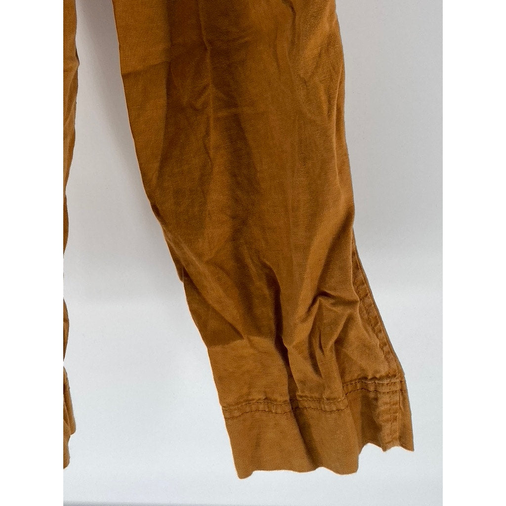 EVERLANE Women's Brown Linen Shoestring Apron Open-Back Jumpsuit SZ S