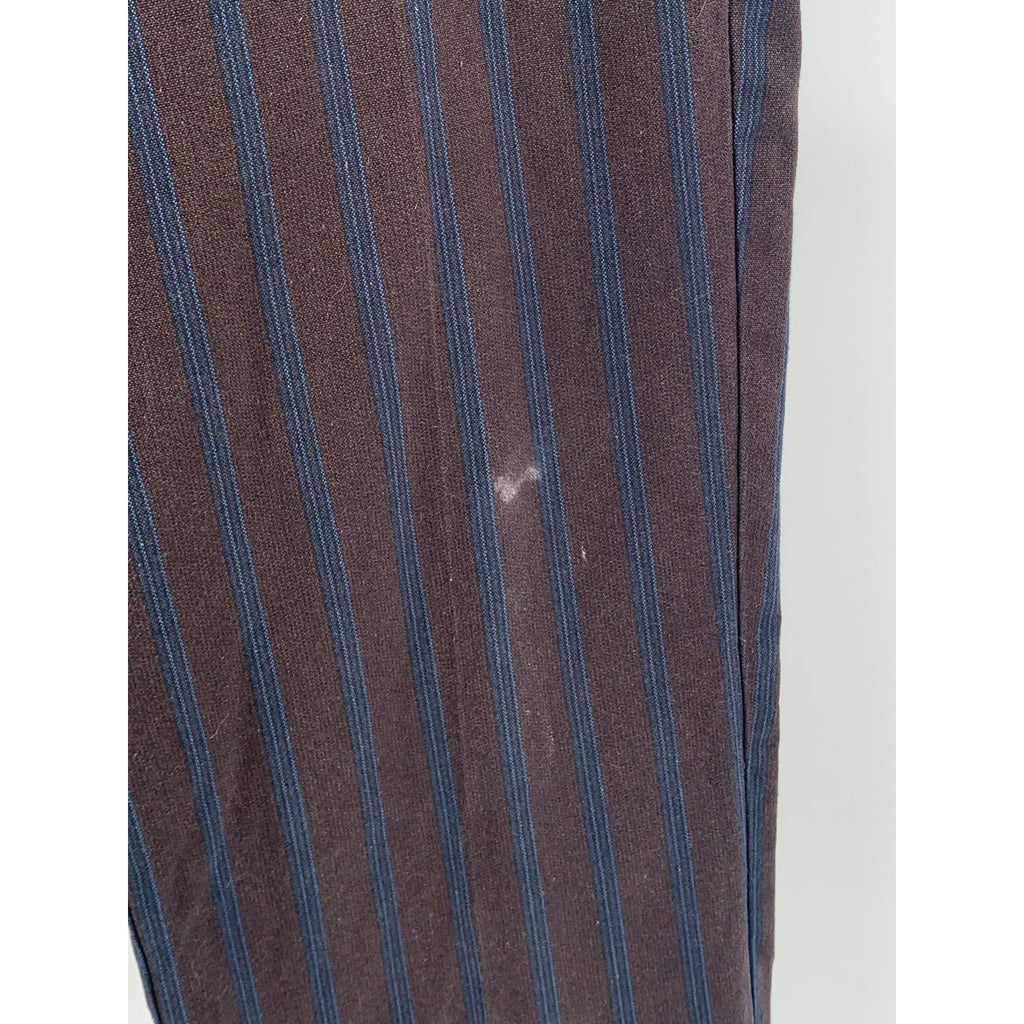 PENGUIN Men's Brown-Blue Striped Flat Front Straight-Leg Regular Fit Pant SZ 32