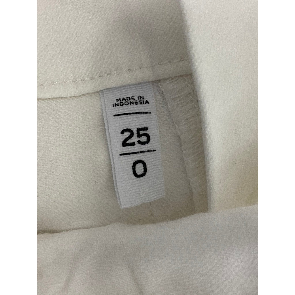 LOFT Women's White Solid Patch Pocket High-Rise Denim Shorts SZ 25