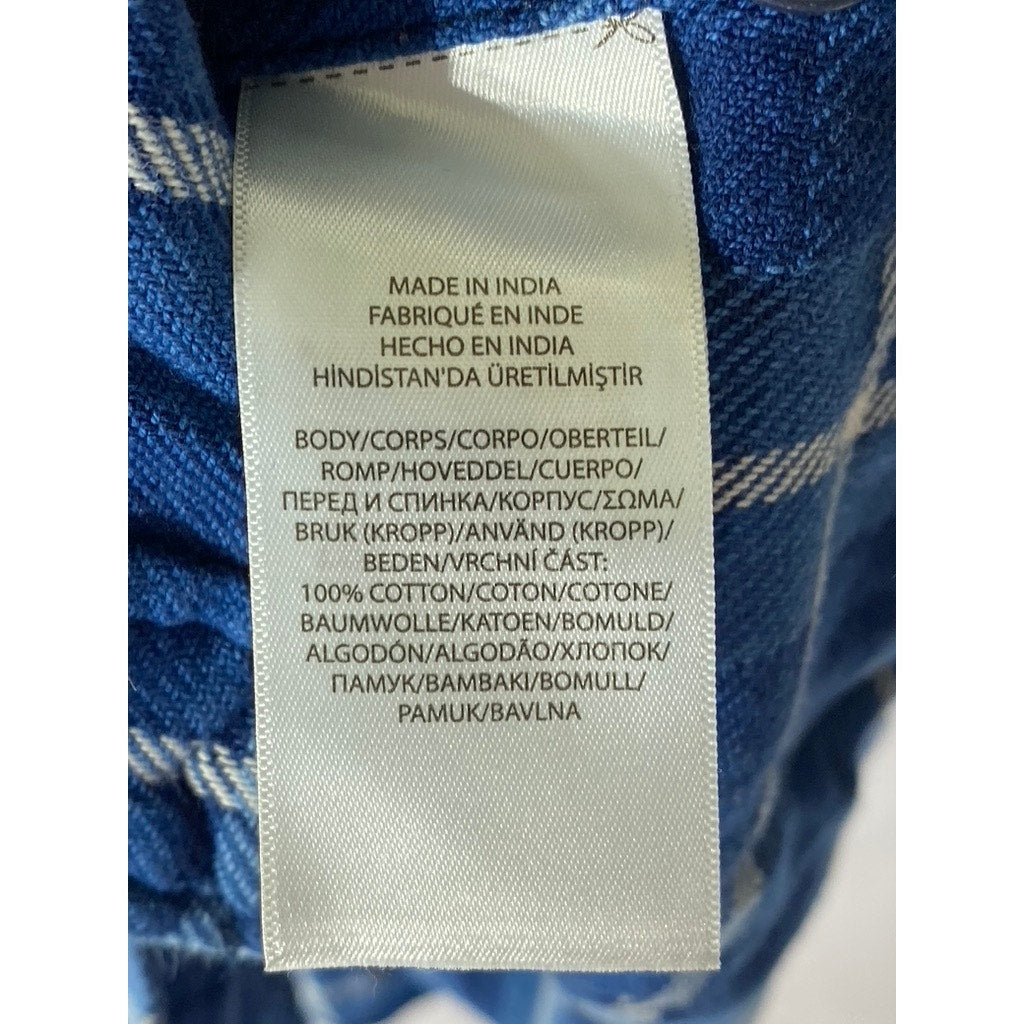 POLO RALPH LAUREN Men’s Blue Plaid Classic-Fit Button-Up Indigo Shirt SZ M