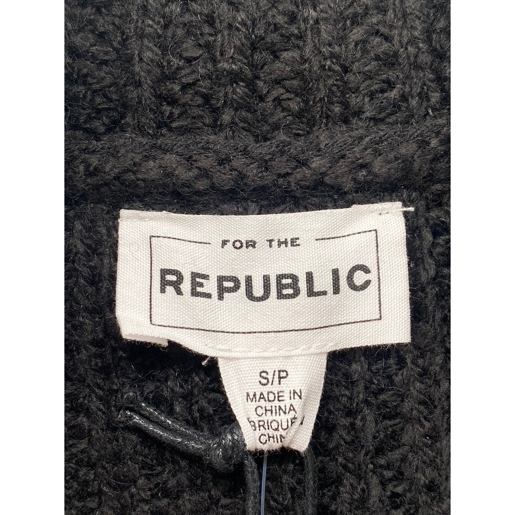 FOR THE REPUBLIC Women's Cream-Black Colorblock Knit Turtleneck Sweater SZ S