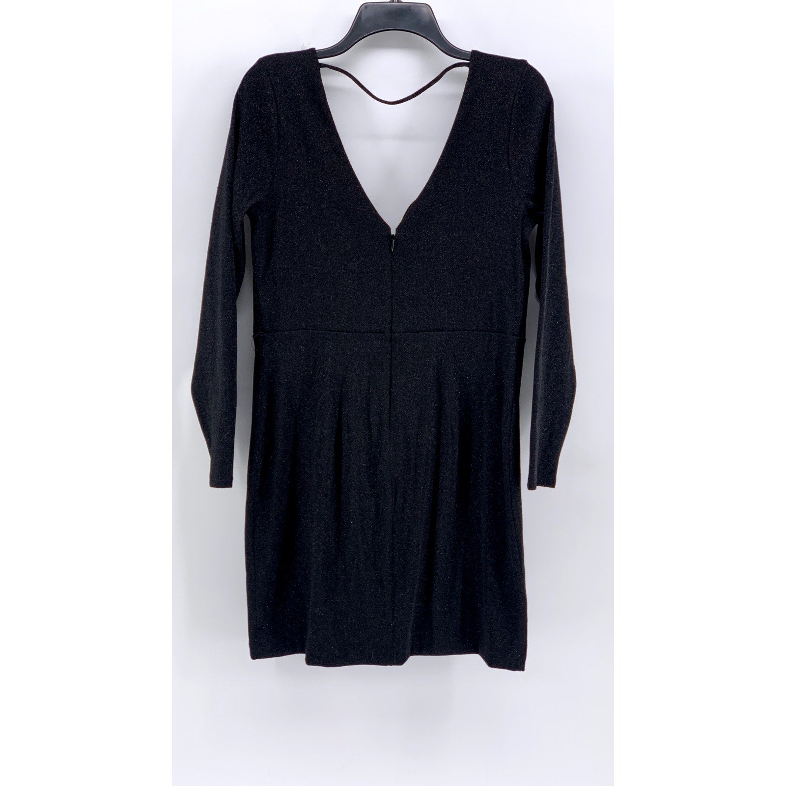 EXPRESS Women's Black Sweetheart Long Sleeve Seamed Mini Dress SZ L