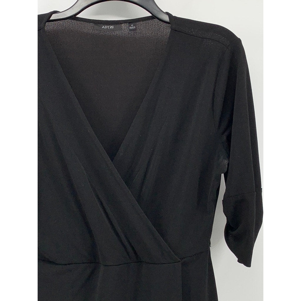 APT. 9 Women's Black Surplice Elbow-Sleeve Mini Dress SZ M