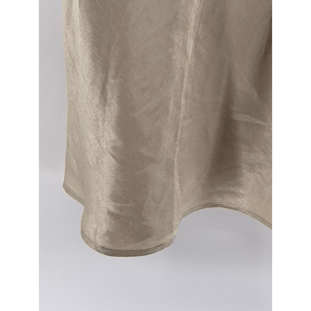 NATURAL BEAUTY BASIC Women’s Beige Shiny Lightweight A-Line Midi Skirt SZ XS