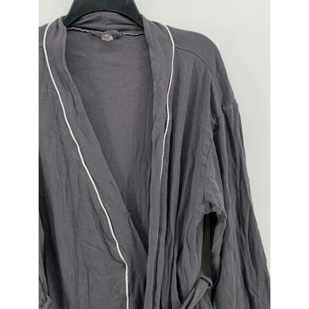 UNBRANDED Men's Gray Solid Wrap Belted Robe SZ SM