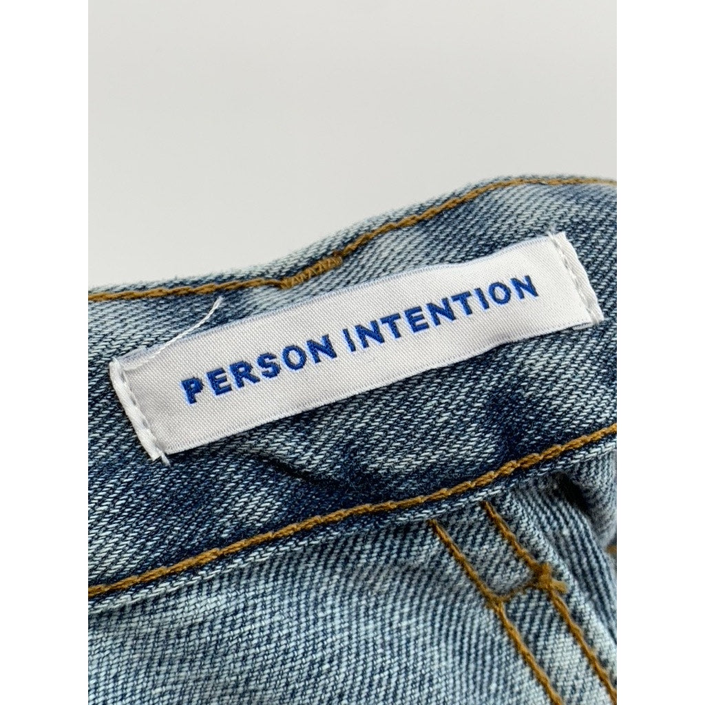 PERSON INTENTIONS Men's Blue Denim Wide-Slit Leg Baggy-Fit Jeans SZ XL