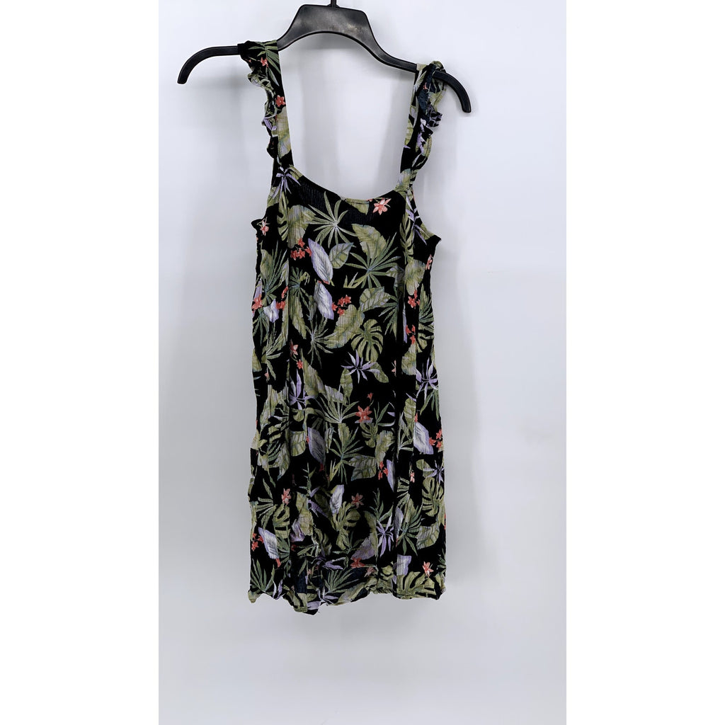 FOREVER 21 Women's Black-Floral Button A-Line Mini Dress SZ M
