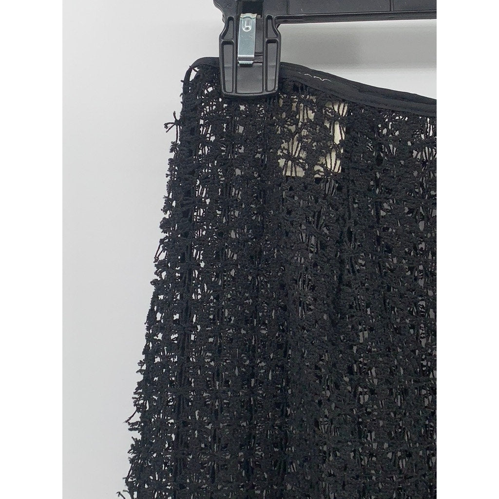 BCBGMAXAZRIA Women's Black Mesh Side-Tie Midi Swim Cover-Up Skirt SZ OS
