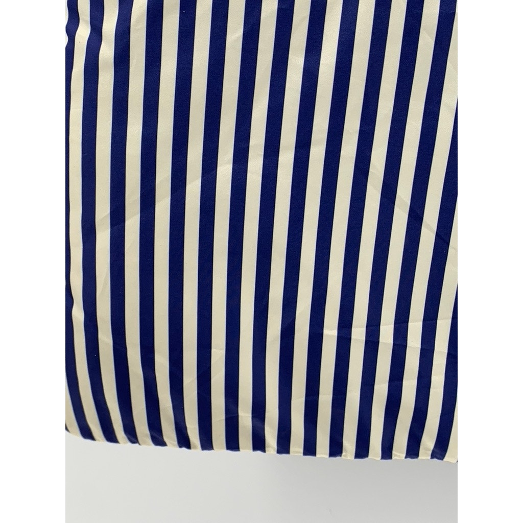 FREE ASSEMBLY Women's Blue-White Striped Snap-Button Puffer Quilted Vest SZ S