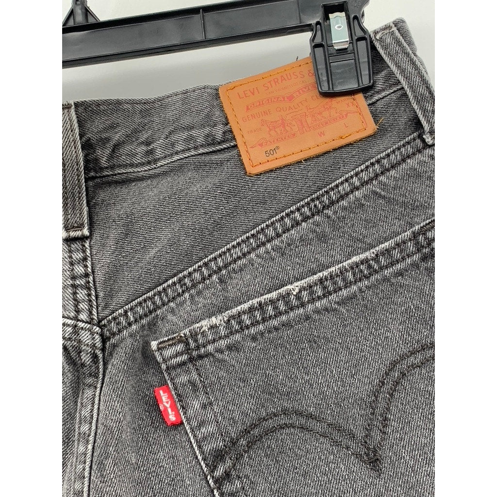 LEVI'S Women's Black Denim Distressed 501 Shorts SZ 26
