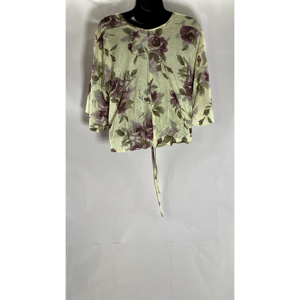 REFORMATION Women's Cream Floral Mesh Tie-Knit Short Sleeve Cover-Up SZ OS